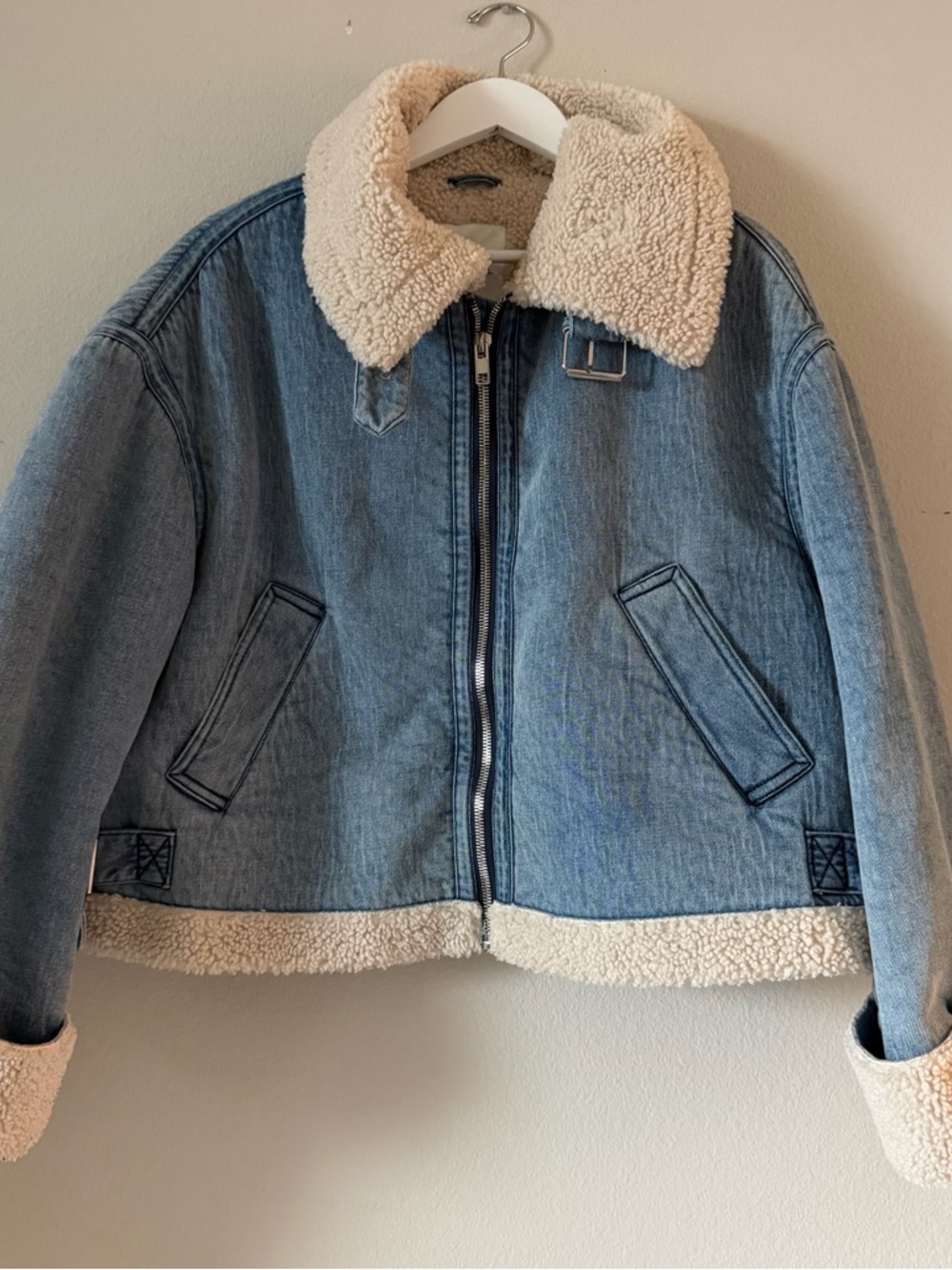 Zara sherling biker jacket women’s - Picture 9 of 12